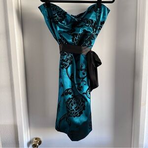 Satin & Velvet Strapless Dress